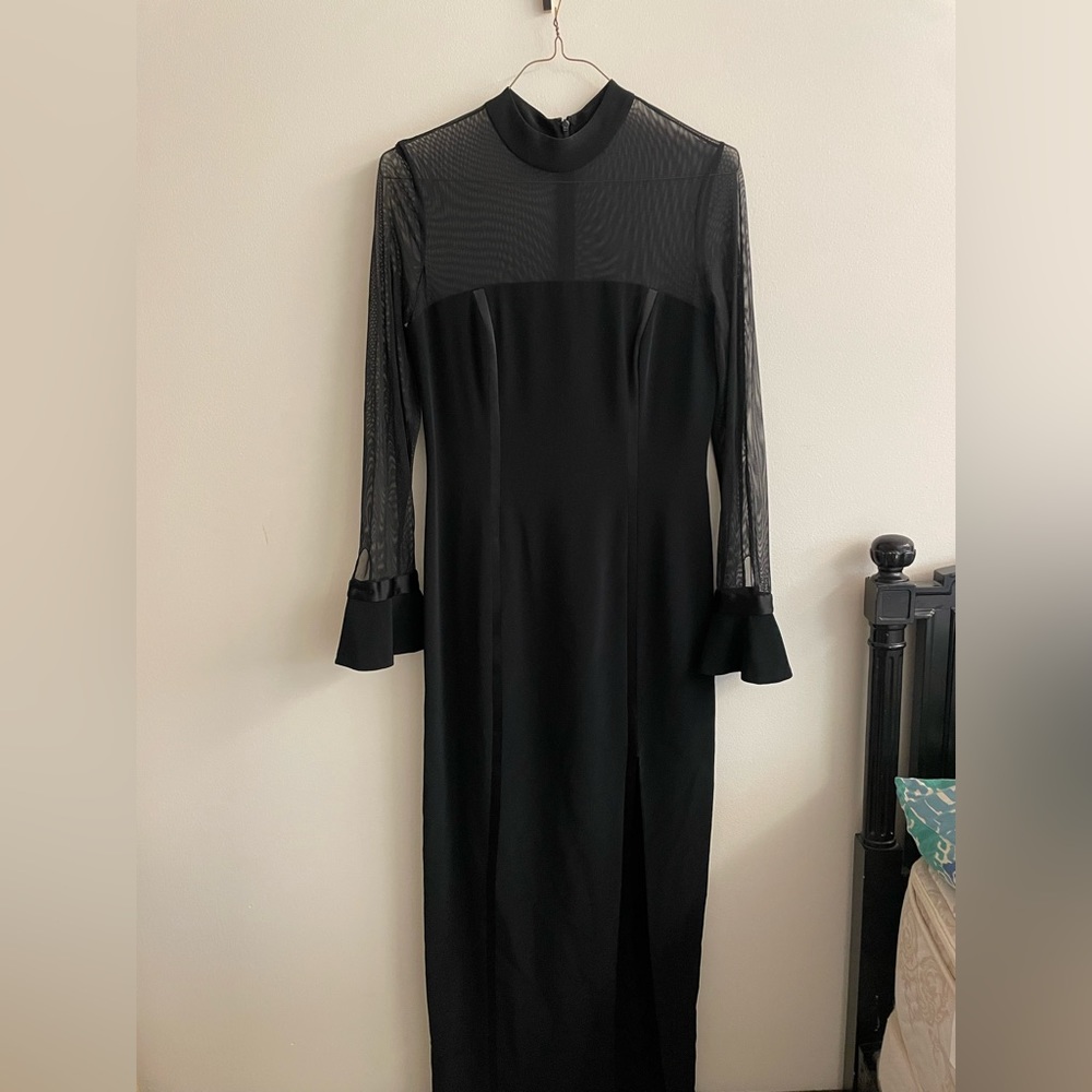 Black Tie Oleg Cassini Maxi Long Sleeve Dress